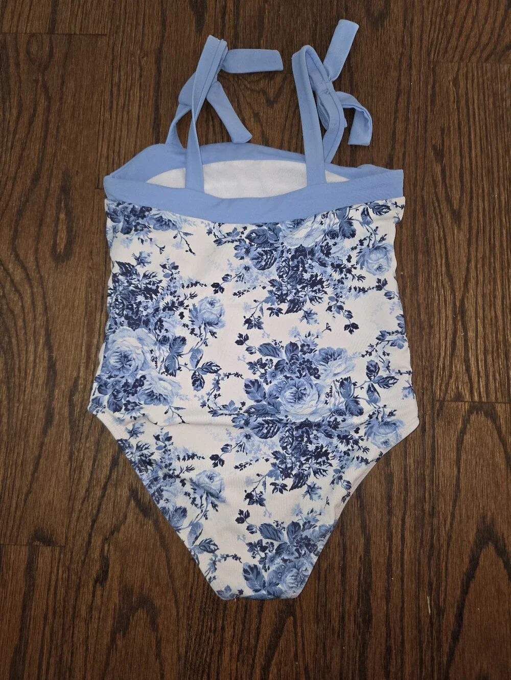 Janie And Jack Swimsuit One Piece Blue White Floral Size 5